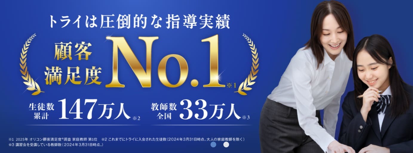 家庭教師のトライでは圧倒的な問題数を誇る教材で効率的に学習できる