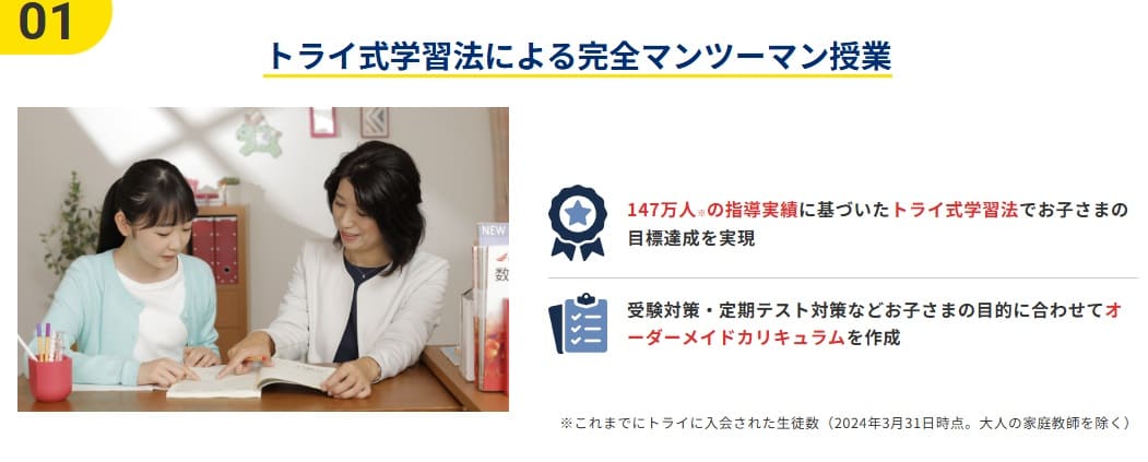 家庭教師のトライではお子さまの興味に合わせてオーダーメイドのカリキュラムを作成