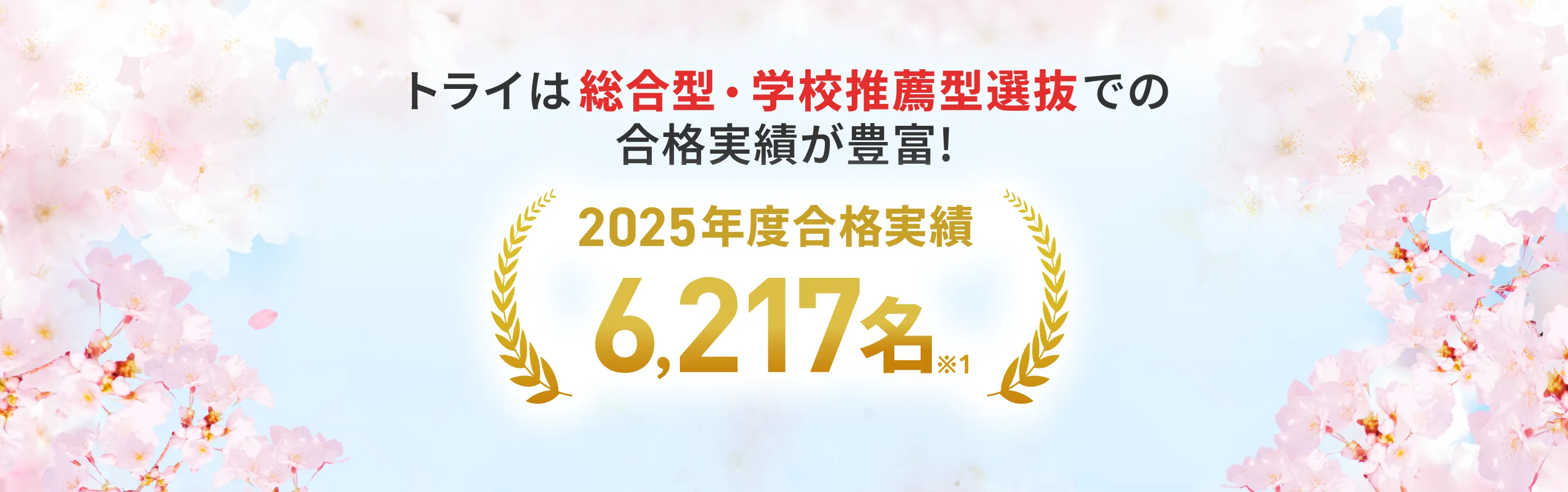 トライは総合型・学校推薦型選抜での合格実績が豊富！2025年度合格実績6,217名(※1)