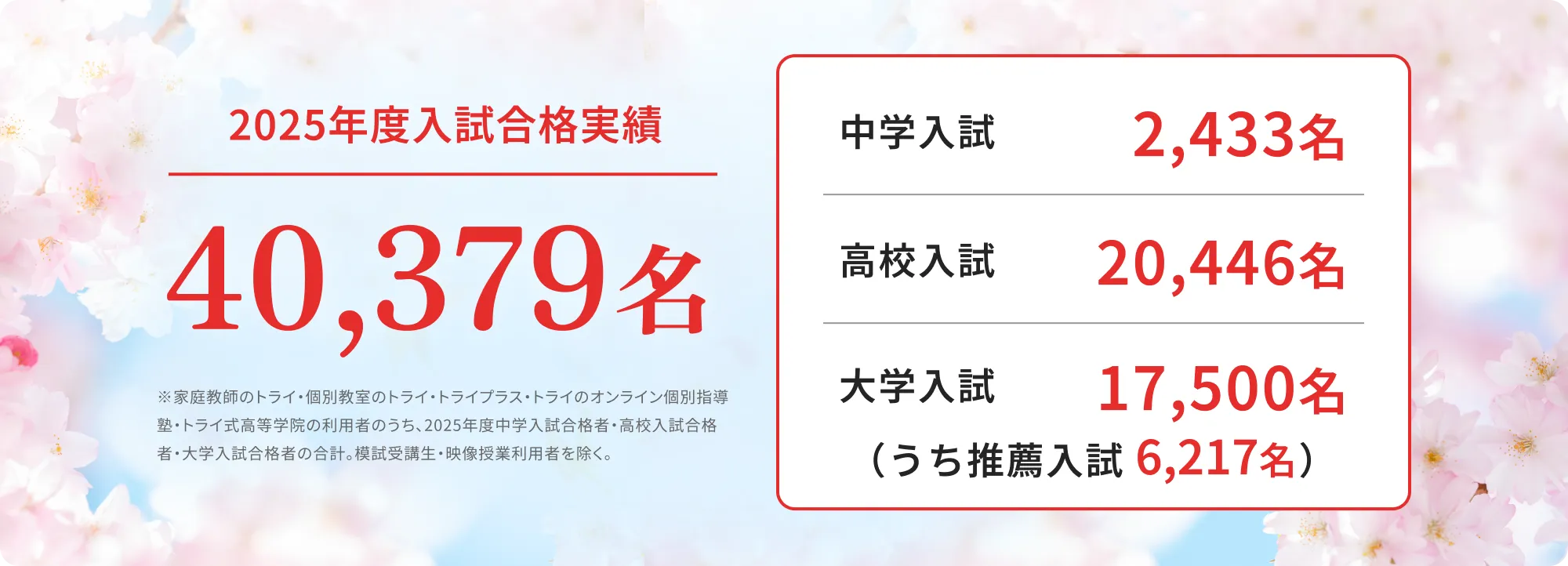 2025年度入試合格実績 40,378名