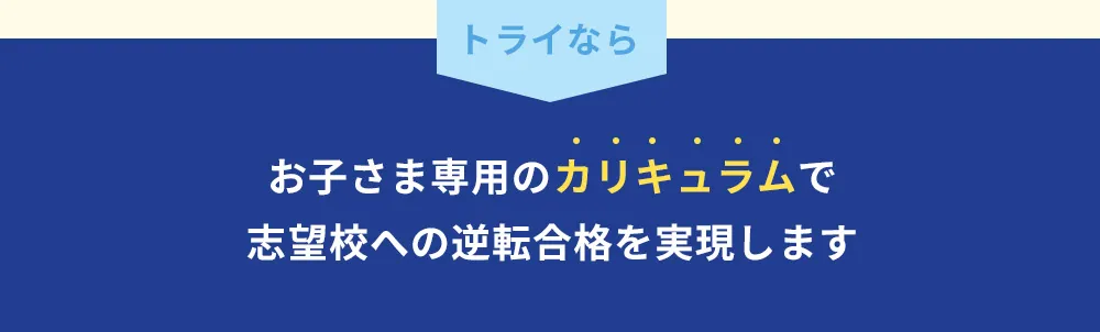 トライなら お子さま専用のカリキュラムで志望校への逆転合格を実現します