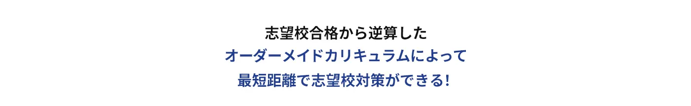 志望校合格から逆算したオーダーメイドカリキュラムによって最短距離で志望校対策ができる！
