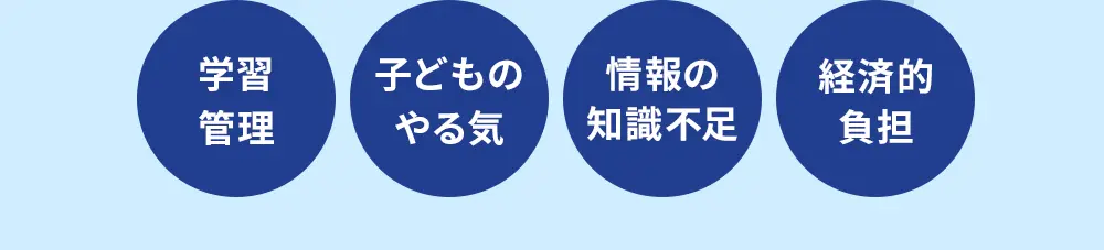 学習管理 子どものやる気 情報の知識不足 経済的負担