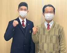 同志社大学合格!(染谷君と若林先生)