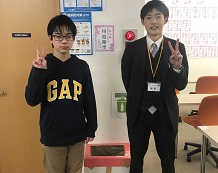 秋田南高校中等部合格 川邉優空くんと関先生