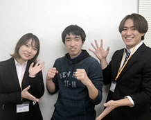 中条くんと栗木先生(左)、平田先生(右)