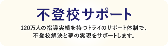 不登校サポート 120万人の指導実績を持つトライのサポート体制で、不登校解決と夢の実現をサポートします。