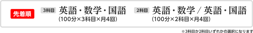 全16回 英語(100分)+数学(100分)22,000円/月