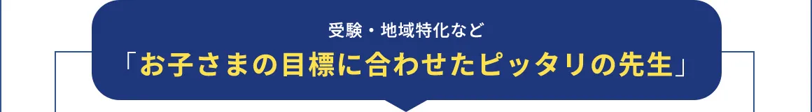 受験・地域特化など「お子さまの目標に合わせたピッタリの先生」