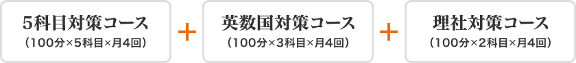 先着順 英語・数学・国語(100分×3科目×月4回)＋オプション 理科・社会(100分×2科目×月4回)