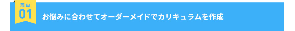 理由01 お悩みに合わせてオーダーメイドで カリキュラムを作成できる