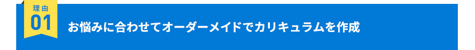 理由01 お悩みに合わせてオーダーメイドで カリキュラムを作成できる